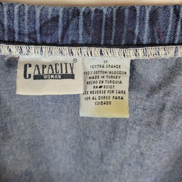 Capacity Blue Denim Floral Print Skirt and Vest Set Size 1X - Picture 6 of 9